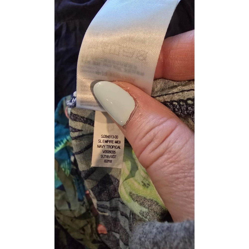 Old Navy Navy Tropical Empire Midi Dress Floral‎ Smocked Back V-Neck, Festival - Picture 7 of 7